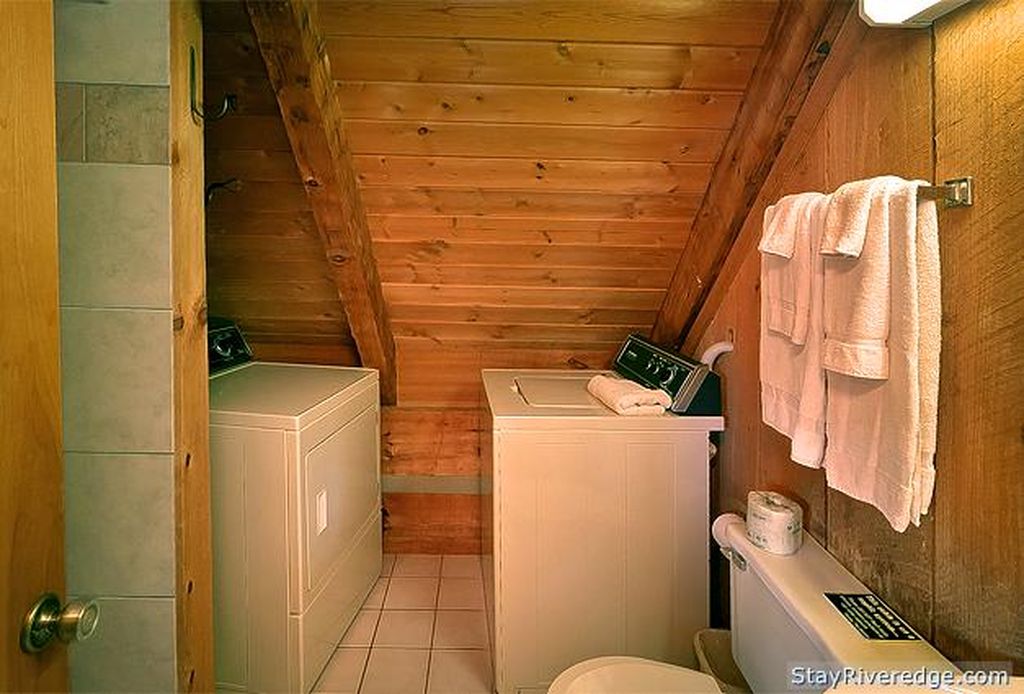 Laundry room and bathroom in cabin