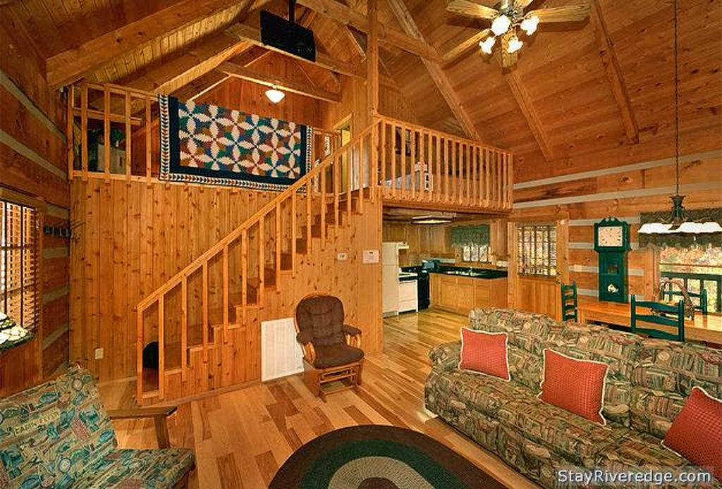 Living room and upstairs view of Woodland Wonder
