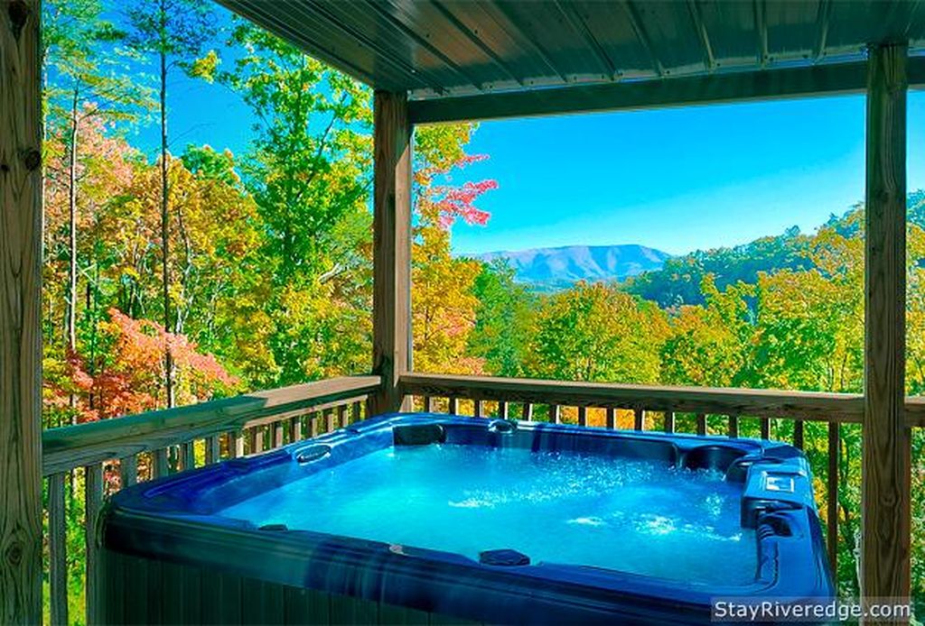 Deck view with hot tub at Mountain View