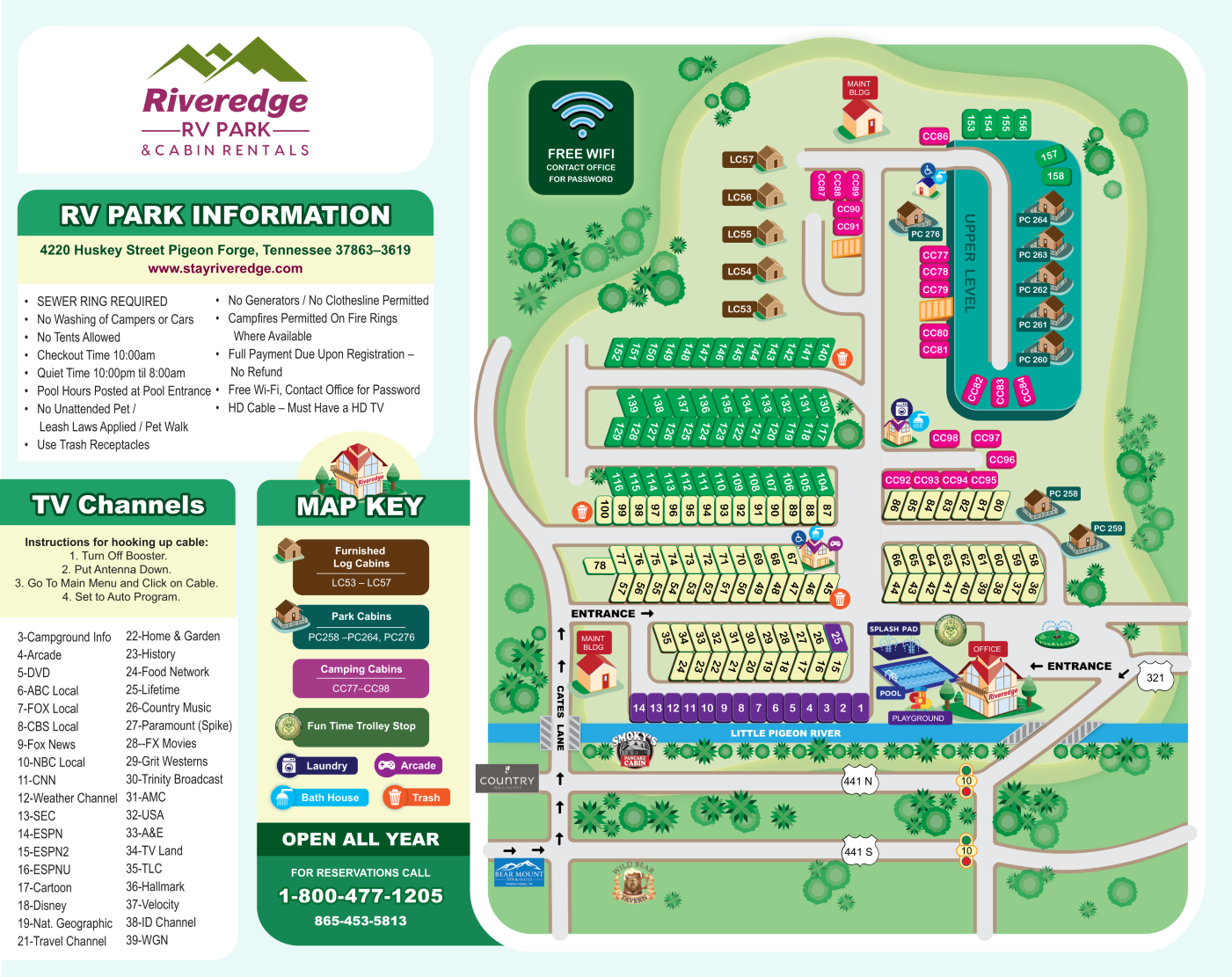 Pigeon Forge, TN RV Park campground map